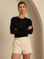 Pure Silk Women's Long Sleeve Mock Neck Top