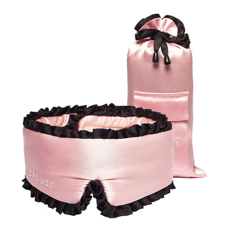 Sleep and the City - Pink & Black Sleep Mask + Pouch
