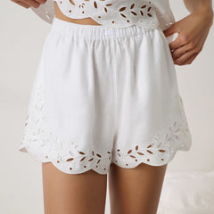 Linen Embroidered Eyelet Short