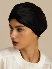 22Momme Pure Silk Knot-Front Hair Bonnet with Adjustable Button Design