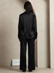 19Momme Silk Button-Up Shirt & Wide-Leg Pants Set