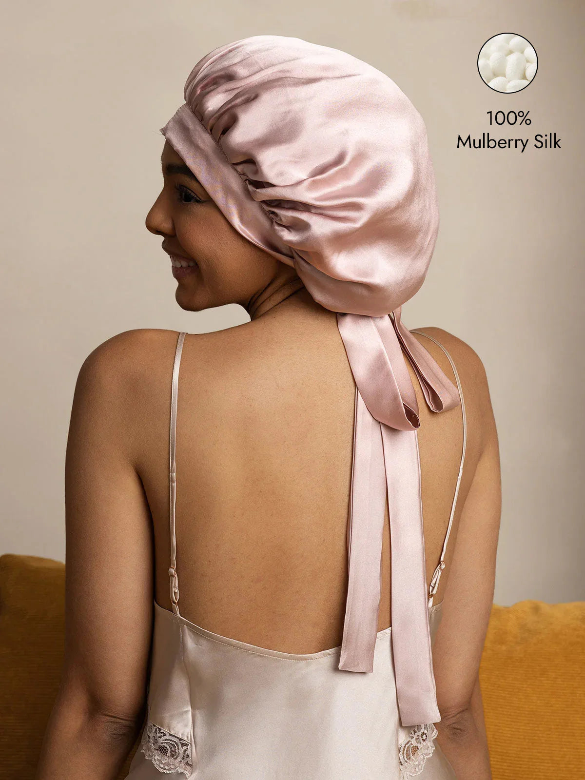Women's Mulberry Silk Bonnet with Long Ribbons