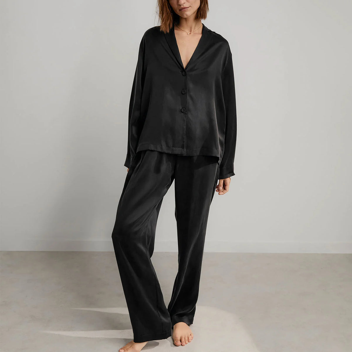 Washable Silk Long Sleeve Pant Set