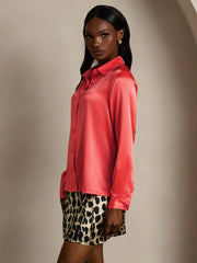 19Momme Silk Lapel Collar Long Sleeve Women's Shirt
