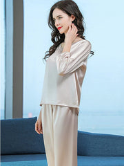 Laced Pure Silk Pajamas Set
