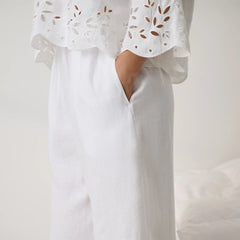 Linen Embroidered Eyelet Pant