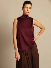 19Momme Silk Sleeveless Tie Neck Blouse
