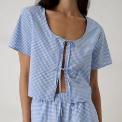 Airy Cotton Tie Front Top