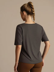 Pure Silk V-Neck Women's Half Sleeve Sport T-Shirt