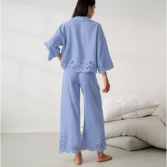 Linen Embroidered Eyelet Pant