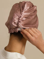 22Momme Pure Silk Knot-Front Hair Bonnet with Adjustable Button Design