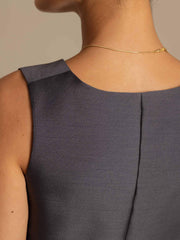 32Momme Silk-Wool Blend Women's V Neck Vest with Button Design