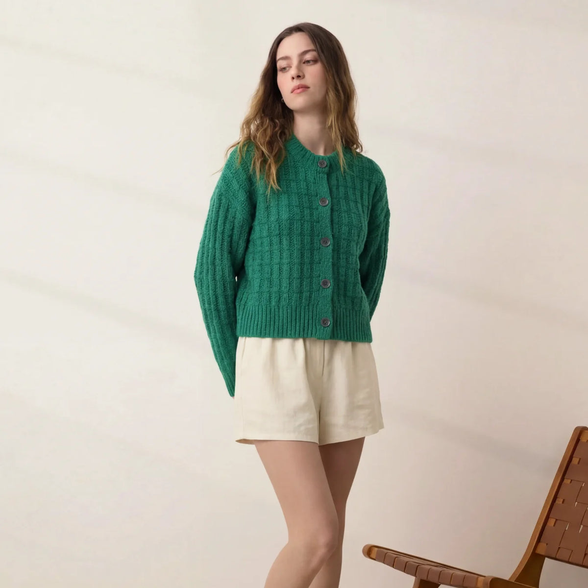 Cloud Cotton Basket Stitch Cardigan