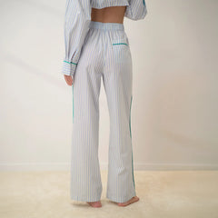 Airy Cotton Piped Wide Leg Pant