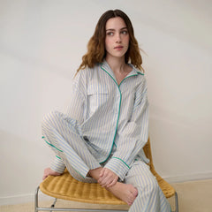 Airy Cotton Piped Button Down