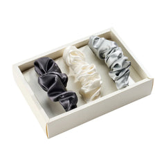 Blissy Scrunchies -  White, Gray, Silver