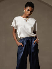 19Momme Silk Short Sleeve Boat Neck Women's T-Shirt