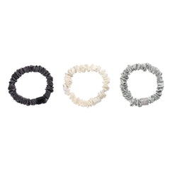 Blissy Skinny Scrunchies - White, Gray, Silver
