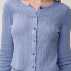 Pointelle Crew Neck Cardigan