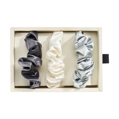 Blissy Scrunchies -  White, Gray, Silver