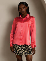 19Momme Silk Lapel Collar Long Sleeve Women's Shirt