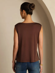 Pure Silk  Women's Sleeveless Cowl Neck Basic Casual Top