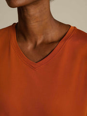 Pure Silk V Neck Short-Sleeve Snag-Resistant Women's T-Shirt
