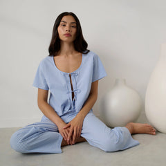 Airy Cotton Tie Front Top