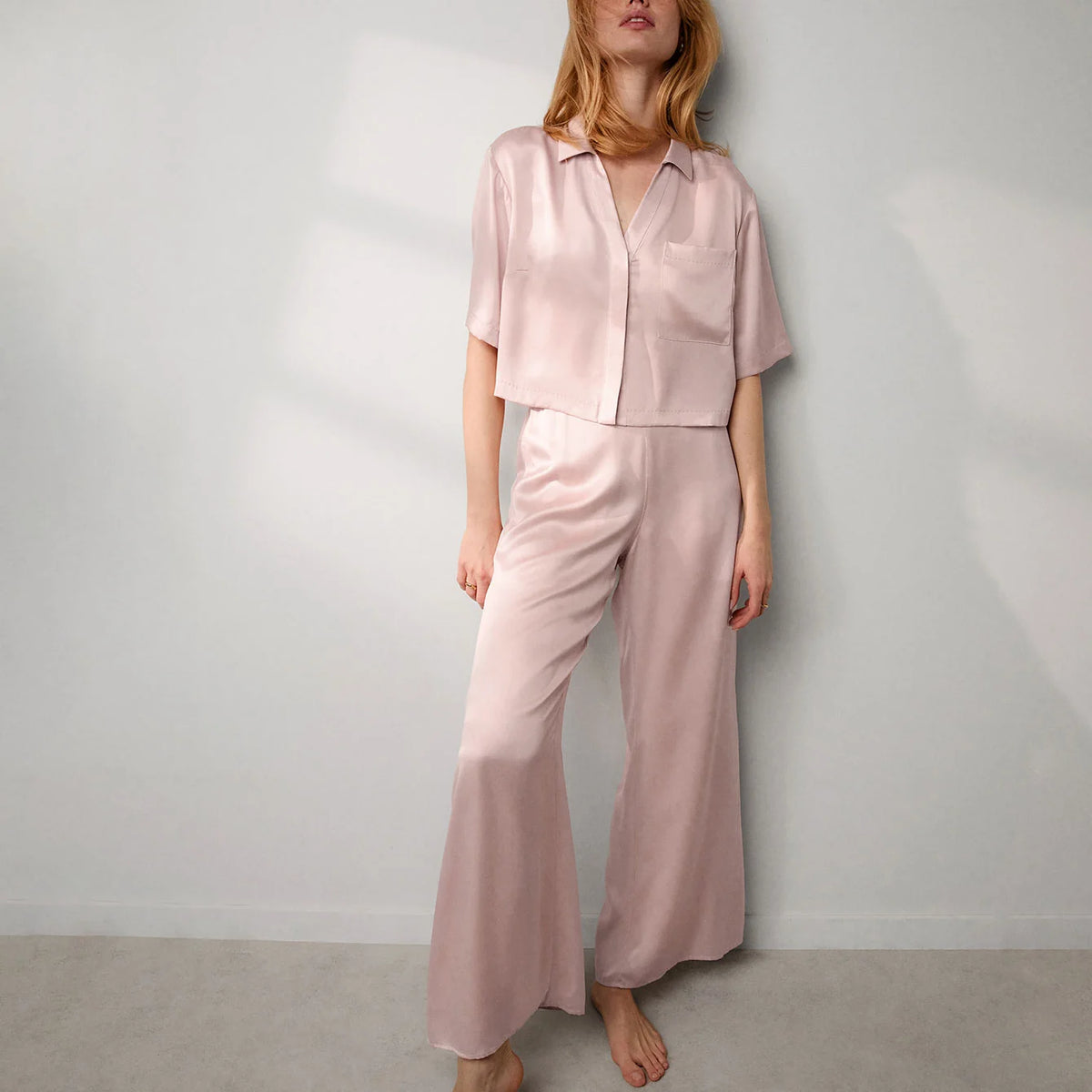 Washable Silk High Rise Pant Set