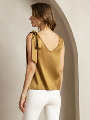 19Momme Silk Bow-Tie V-Neck Tank Top