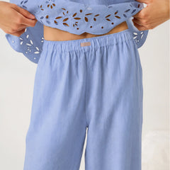 Linen Embroidered Eyelet Pant