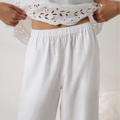 Linen Embroidered Eyelet Pant