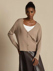 Pure Silk Women's V-Neck Long Sleeve Basic Cardigan