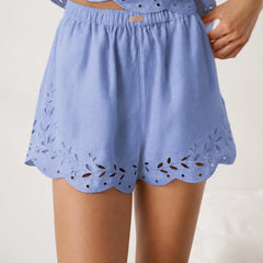 Linen Embroidered Eyelet Short