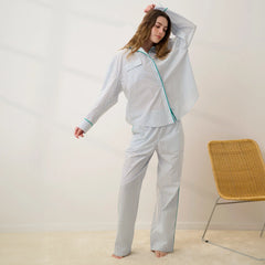 Airy Cotton Piped Wide Leg Pant