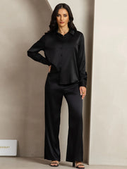 19Momme Silk Button-Up Shirt & Wide-Leg Pants Set