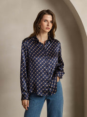 Clearance(US Warehouse) - 19Momme Silk Long Sleeve Lapel Collar Women's Shirt with Button Up Design