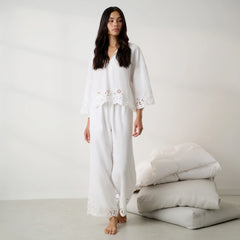 Linen Embroidered Eyelet Pant