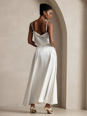 19Momme Silk A Line Maxi Skirt with Lining