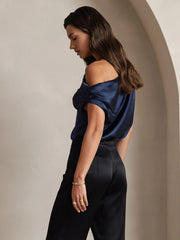 19Momme Silk Women's Cap Sleeve One Shoulder Top