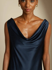 19Momme Silk Sleeveless Cowl Neck Knee Dress