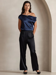 19Momme Silk Women's Cap Sleeve One Shoulder Top