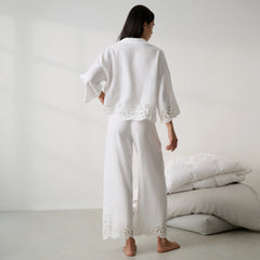 Linen Embroidered Eyelet Pant