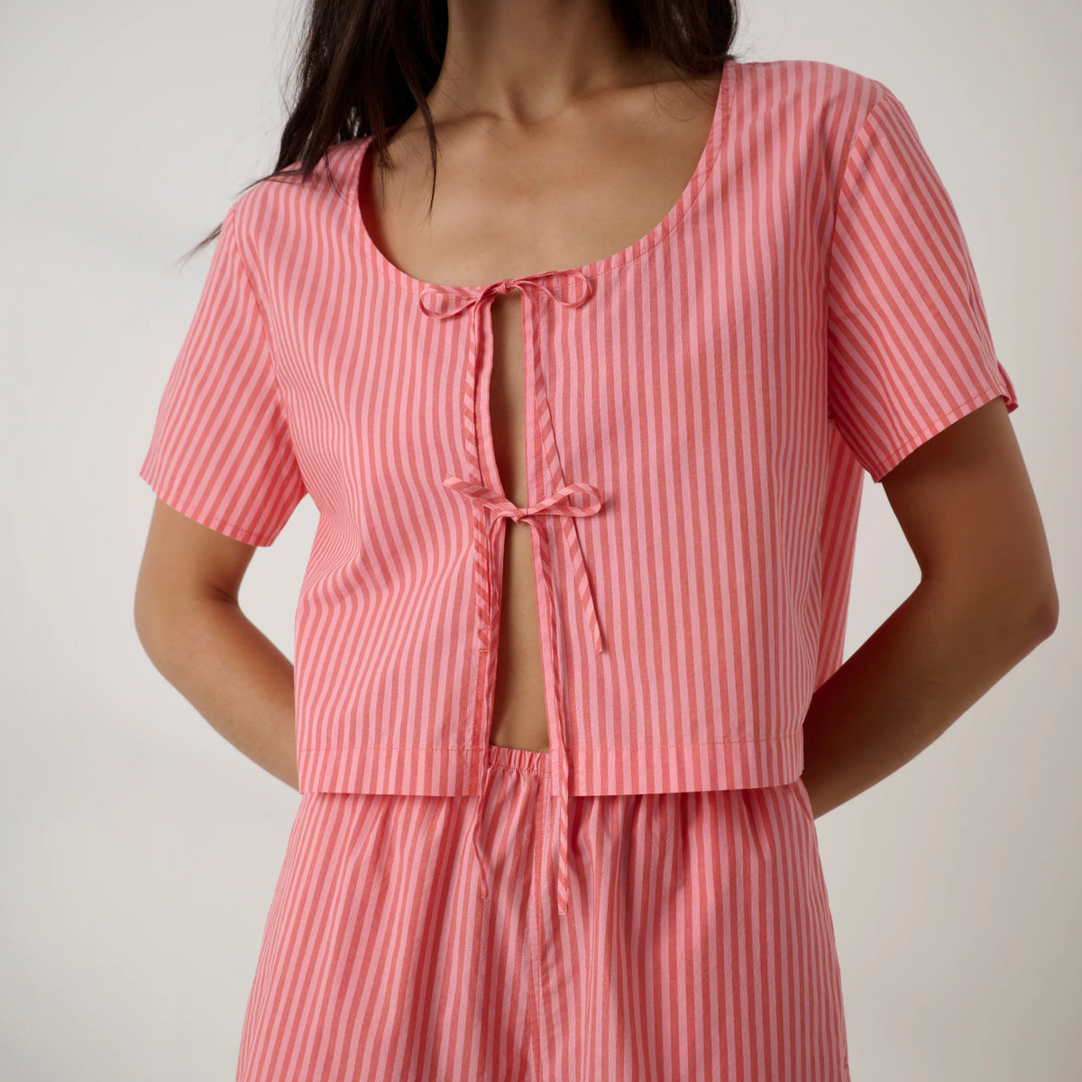 Airy Cotton Tie Front Top