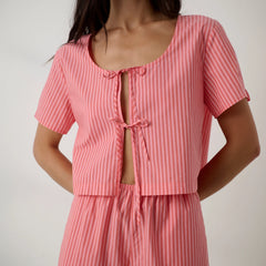 Airy Cotton Tie Front Top