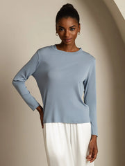 Pure Silk Long Sleeve Round Neck Women's Top