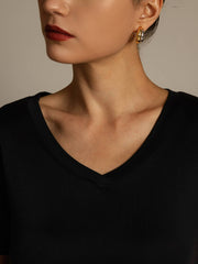 Pure Silk V-Neck Short Sleeves Women's T-Shirt
