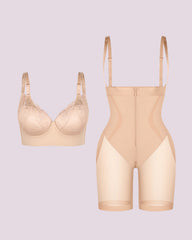 Back Smoothing Lace Underwire Bra + Airy Comfy Short