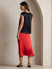 19Momme Silk Cap Sleeve Round Neck Women's Top