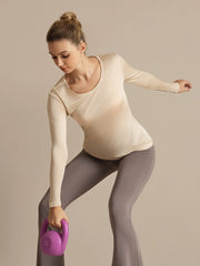 Silk Long Sleeve Scoop Neck Women's Sport T-shirt